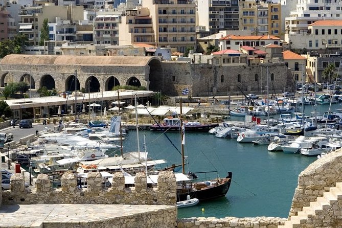 Historic Minoan frescoes inside Knossos Palace in Crete